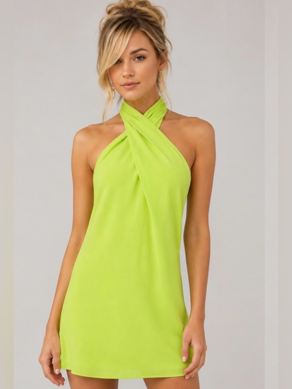 Show Me Your MuMu Lime Green Halter Mini Dress